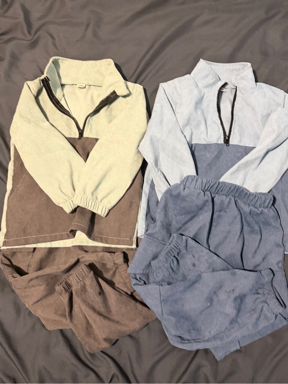 Men's Half-Zip Pullover Sweater - Light Blue and Brown
